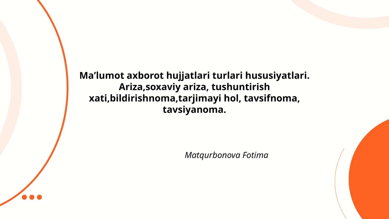 Ariza tuzilishi va asosiy xususiyatlari 1
