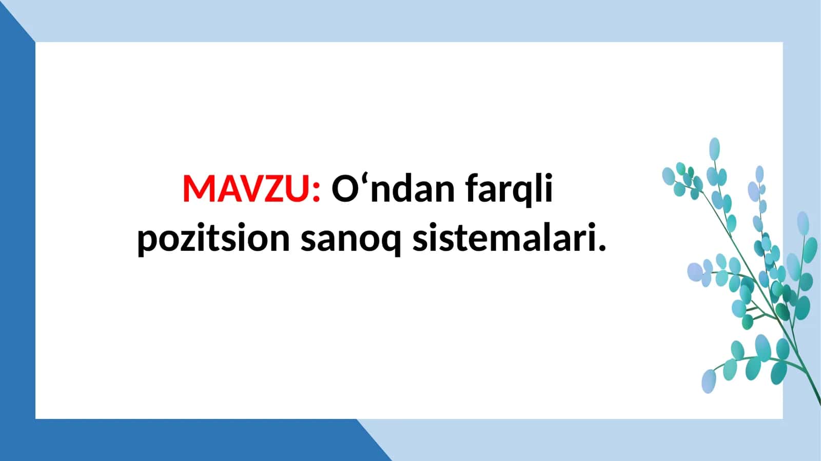 O'ndan farqli pozitsion sanoq sistemalari 1
