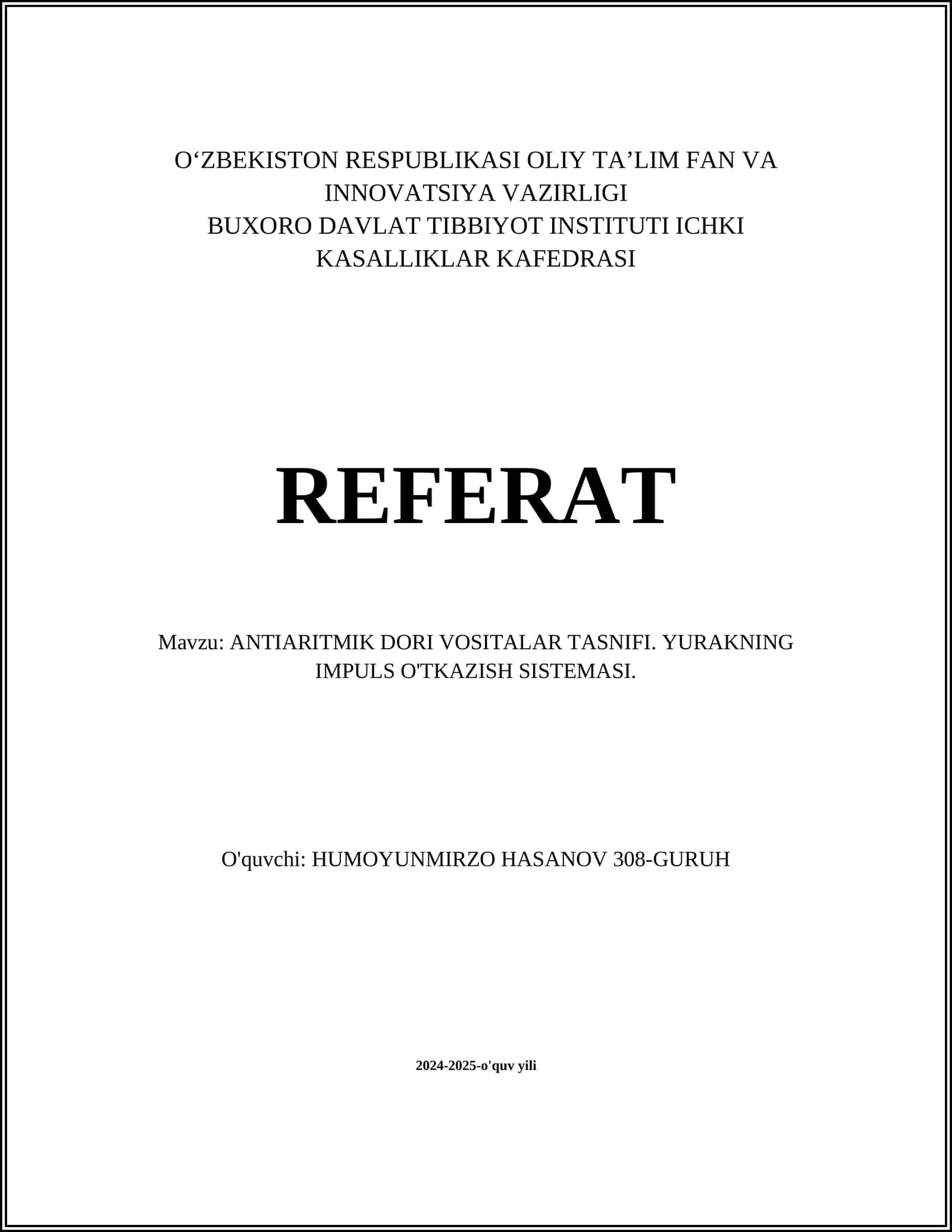 ANTIARITMIK DORI VOSITALAR TASNIFI 1