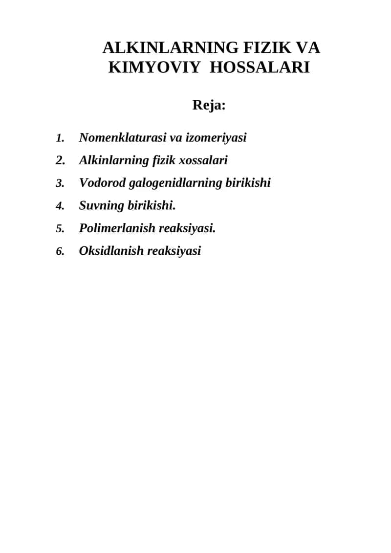 ALKINLARNING FIZIK VA KIMYOVIY HOSSALARI 1