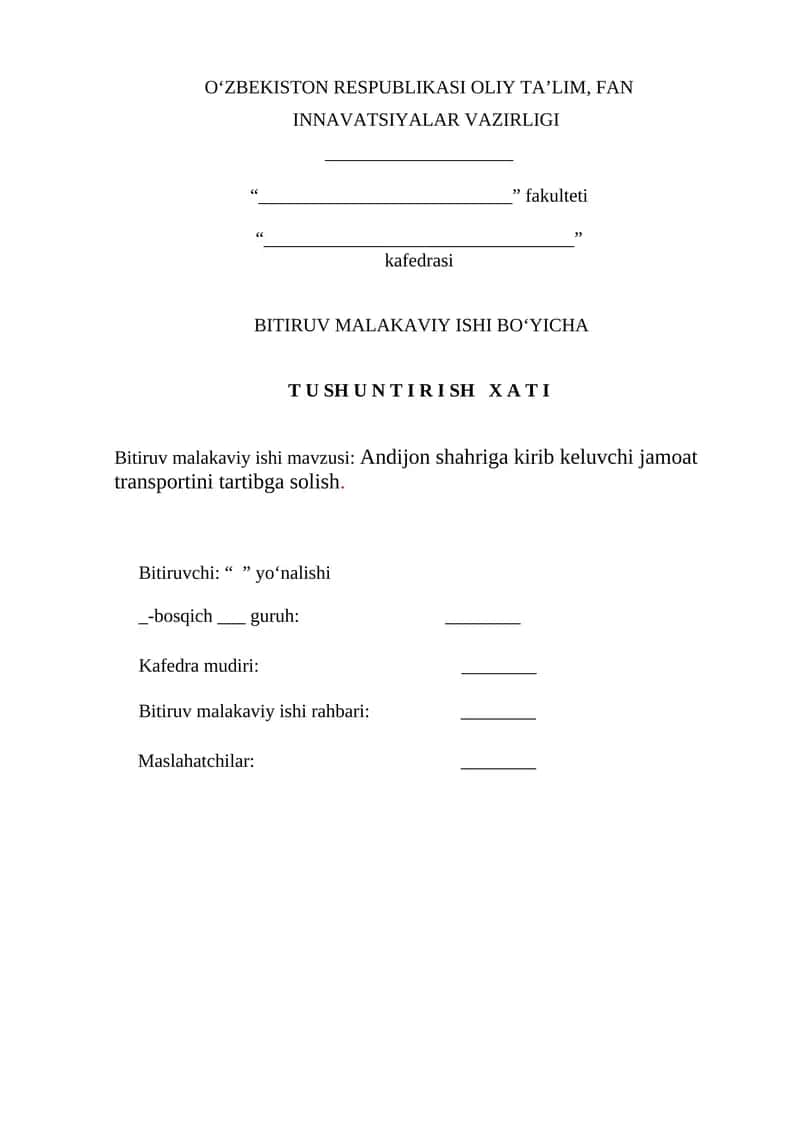 Andijon shahriga kirib keluvchi jamoat transportini tartibga solish. 1