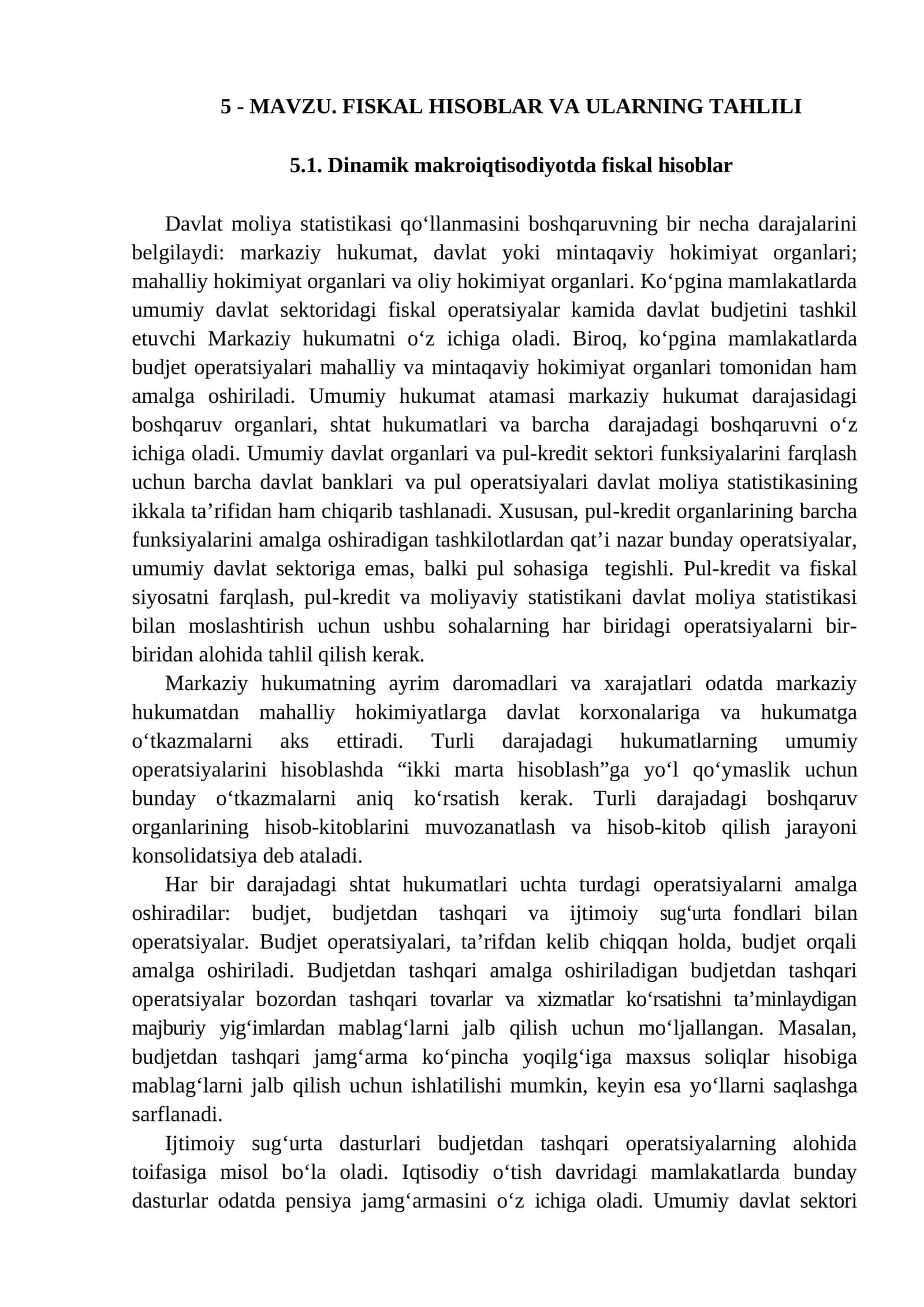 FISKAL HISOBLAR VA ULARNING TAHLILI 1