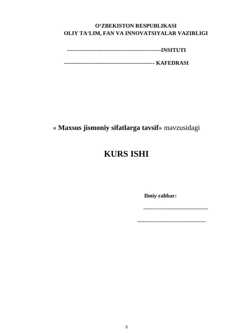 Maxsus jismoniy sifatlarga tavsif 1