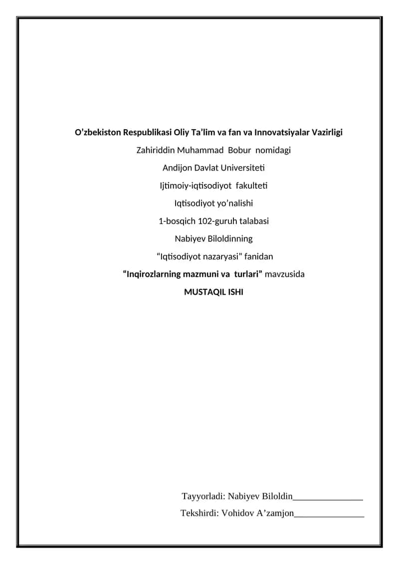 Inqirozlarning mazmuni va turlari 1