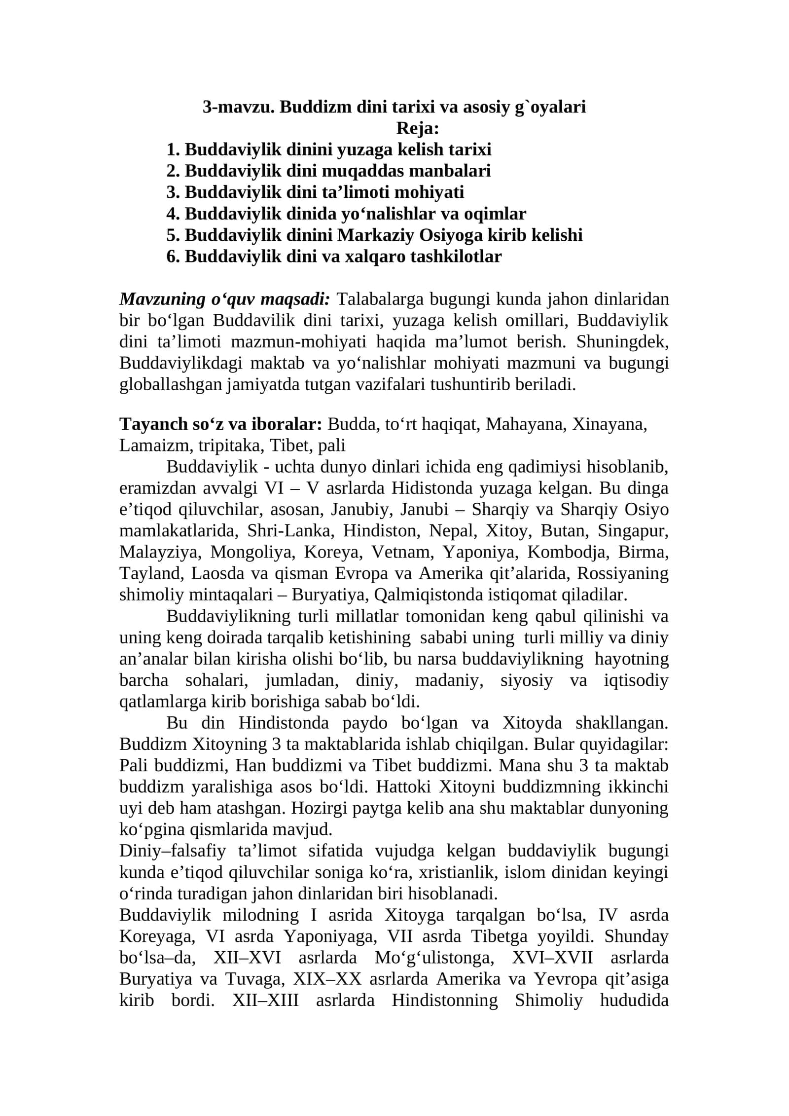 Buddaviylik dini tarixi va asosiy g`oyalari 1