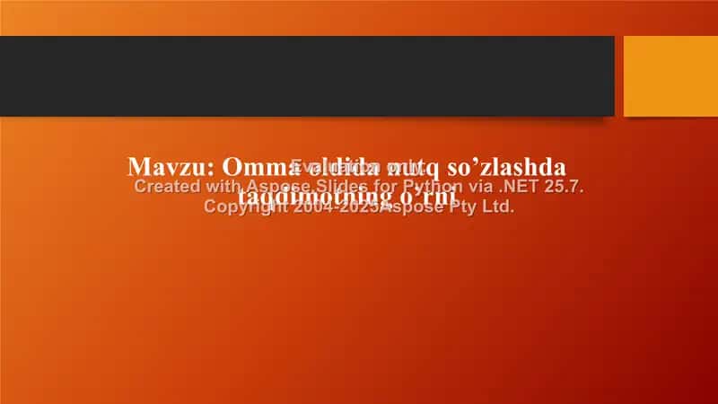 Omma oldida nutq so’zlashda taqdimotning o’rni 1