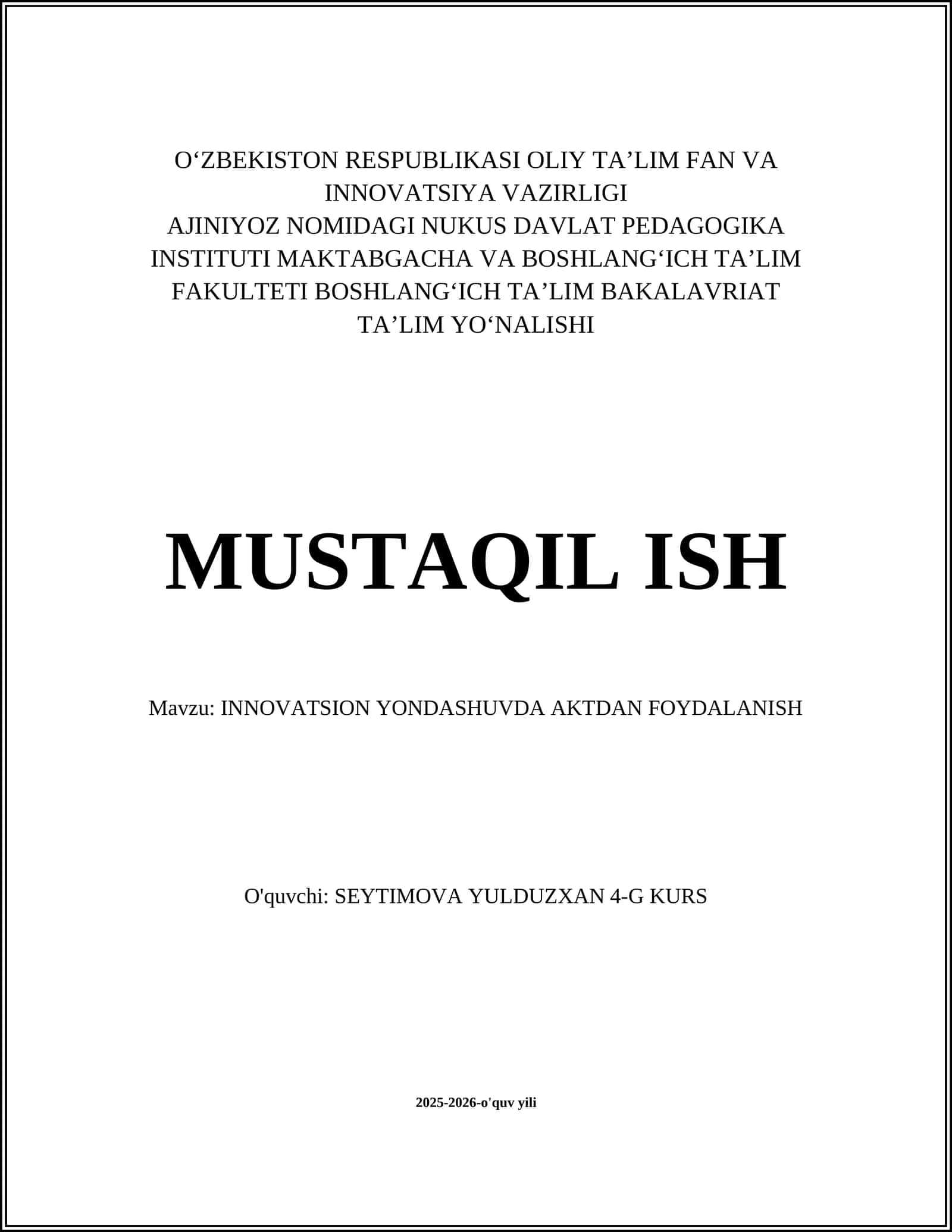 INNOVATSION YONDASHUVDA AKTDAN FOYDALANISH 1