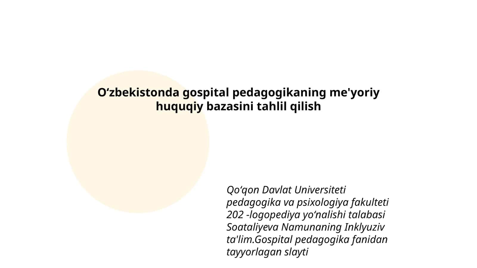 Gospital pedagogikaning me'yoriy huquqiy bazasini tahlil qilish 1