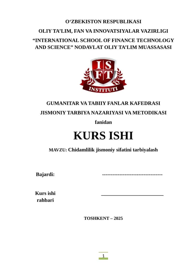 CHIDAMLILIK JISMONIY SIFATINI TARBIYALASH 1