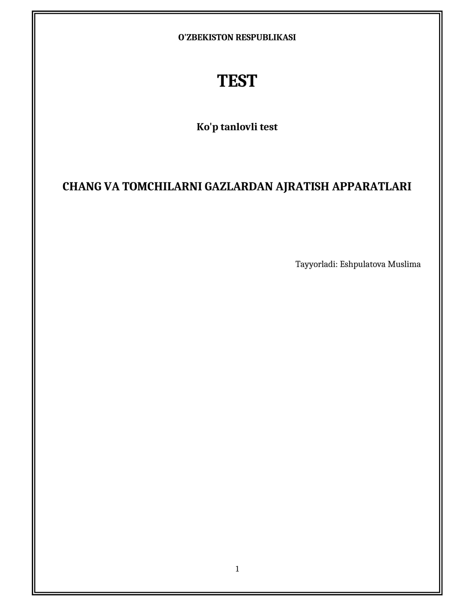 Chang va tomchilarni gazlardan ajratish apparatlari 1