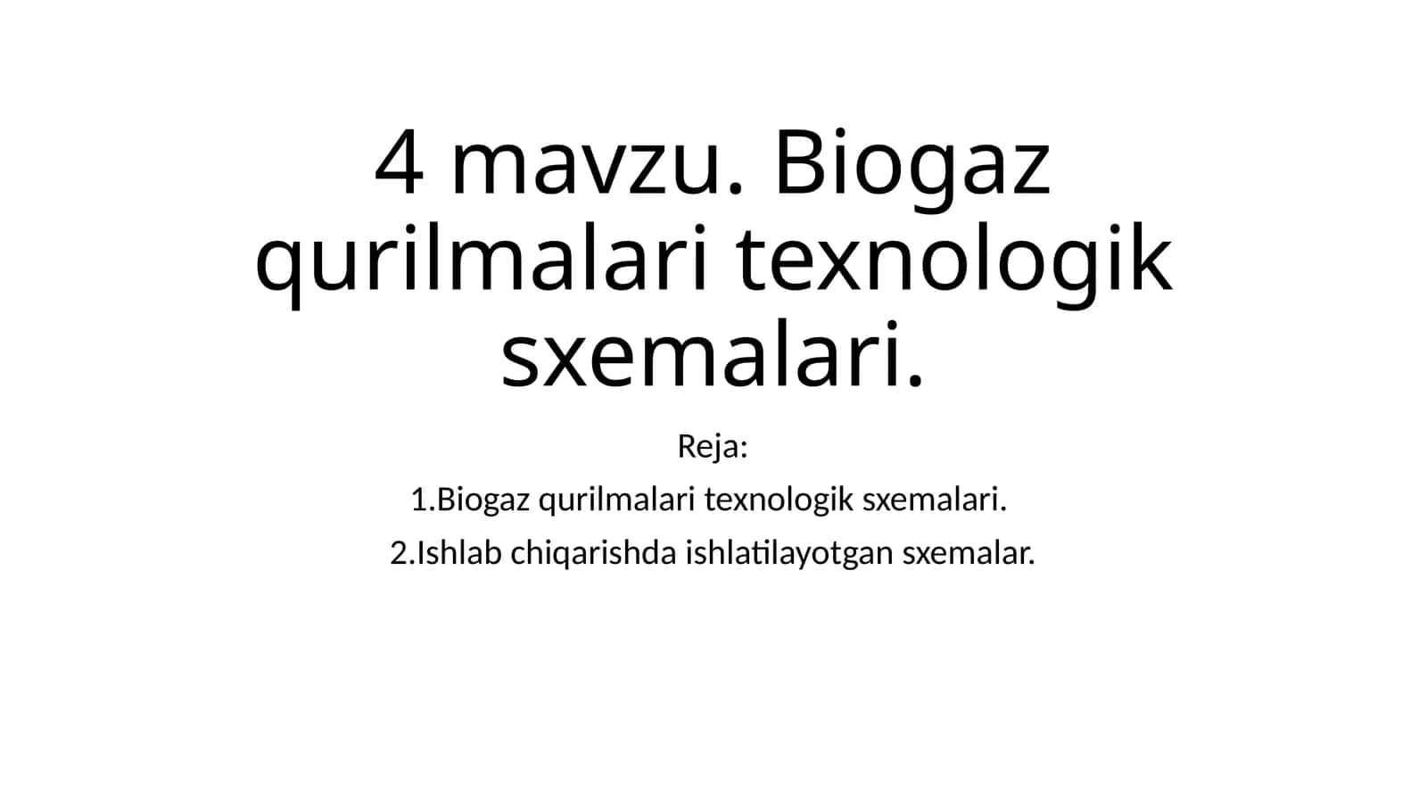 Biogaz qurilmalari texnologik sxemalari 1