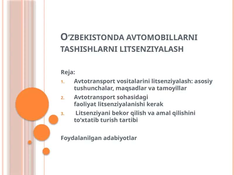 avtomobillarni tashishlarni litsenziyalash 1