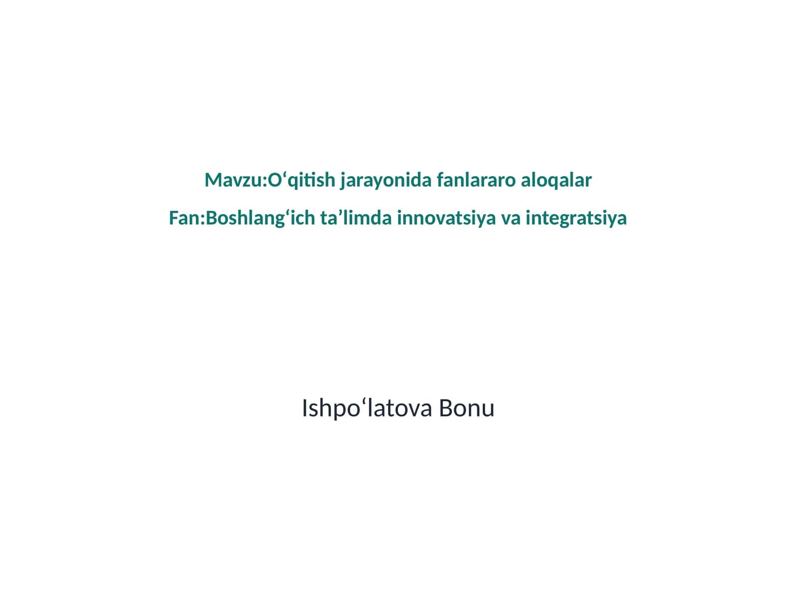 Fanlararo aloqalar 1