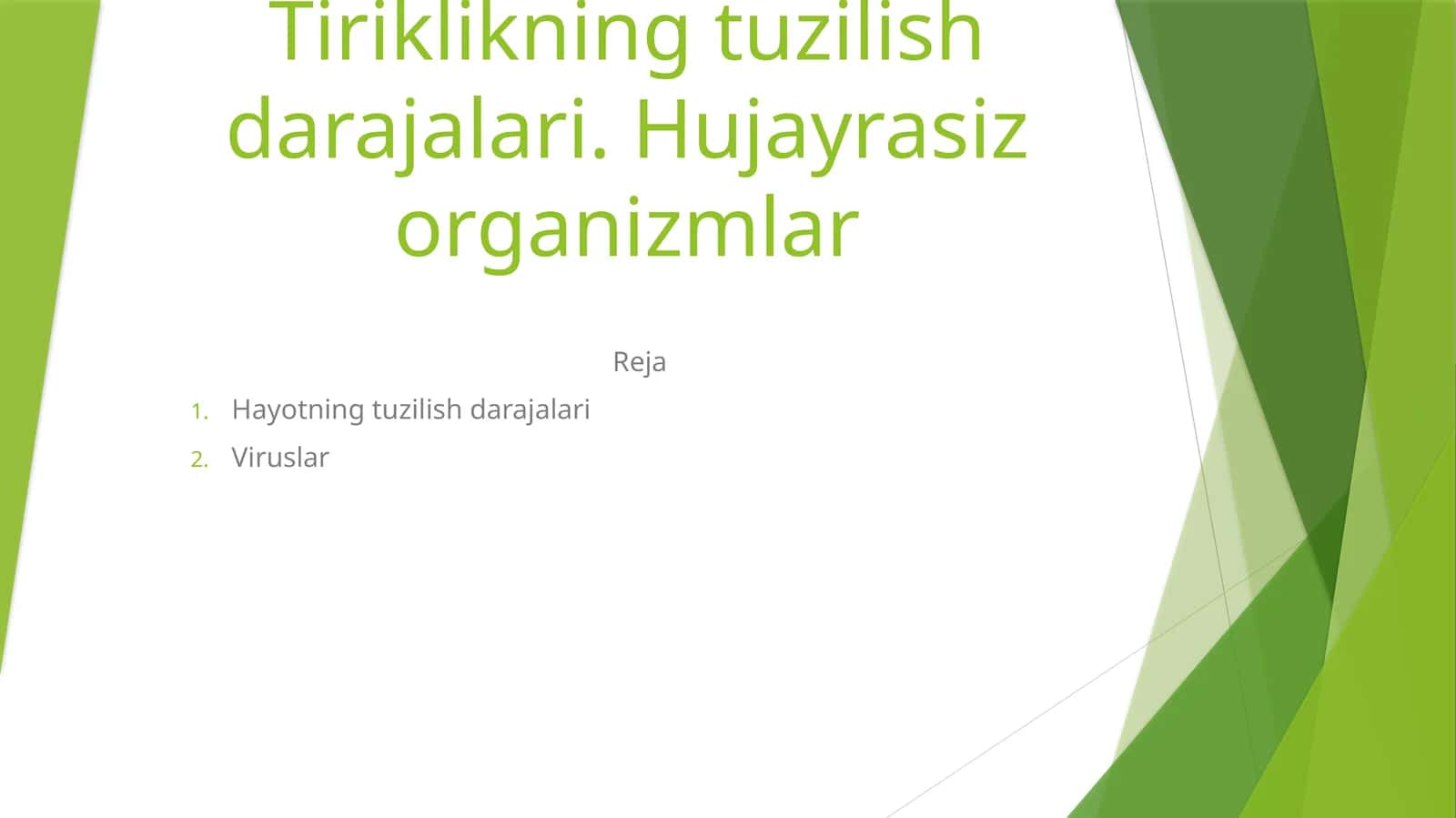 Hayotning tuzilish darajalari 1