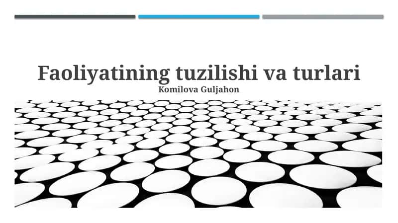 Faoliyatining tuzilishi va turlari 1