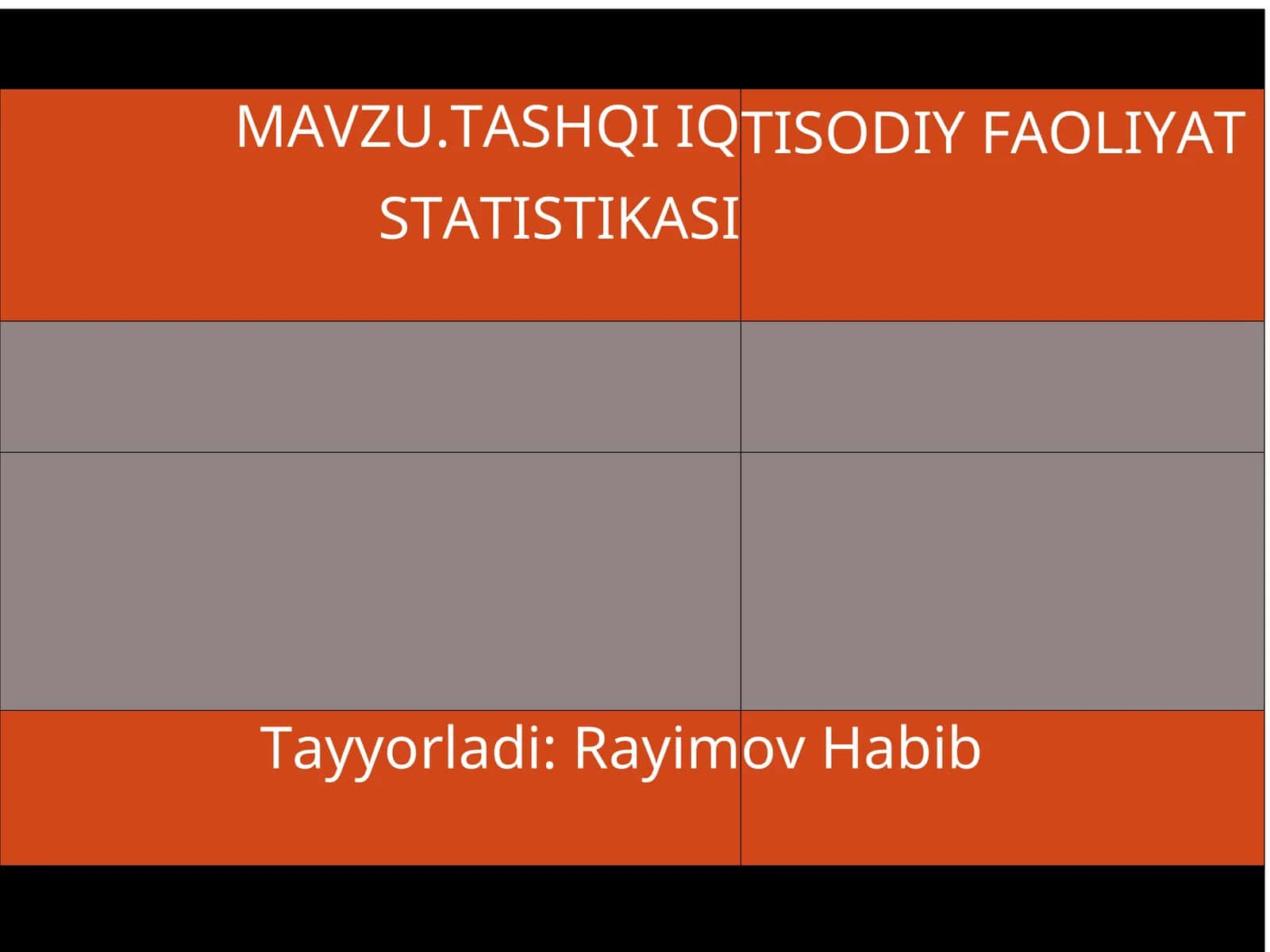 MAVZU.TASHQI IQ STATISTIKASI | TISODIY FAOLIYAT 1