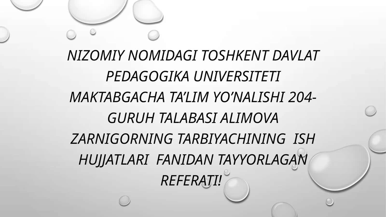 Tarbiyachining ma'suliyati referati 1