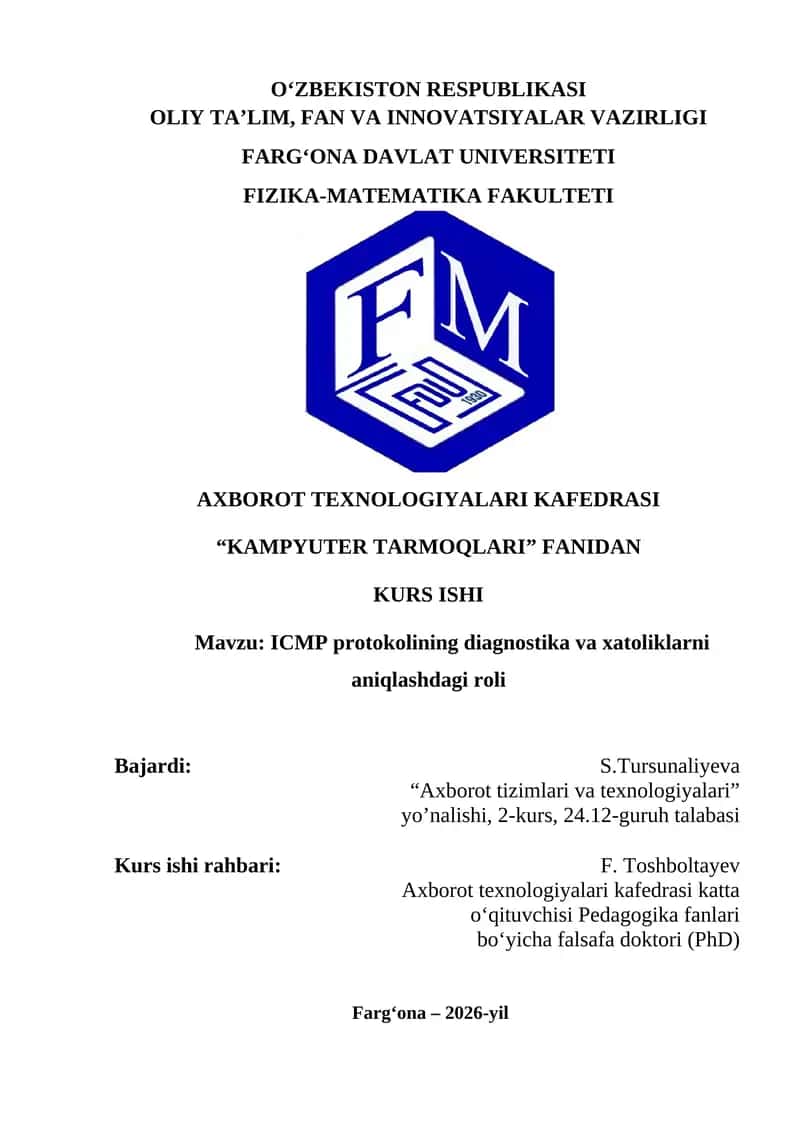 ICMP protokolining diagnostika va xatoliklarni aniqlashdagi roli 1