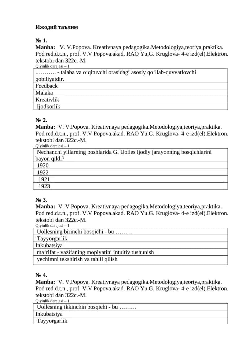 Kreativ Pedagogika amaliy ish 1