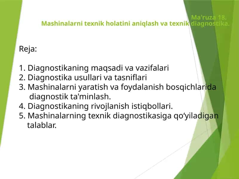 Mashinalarni texnik holatini aniqlash va texnik diagnostika 1