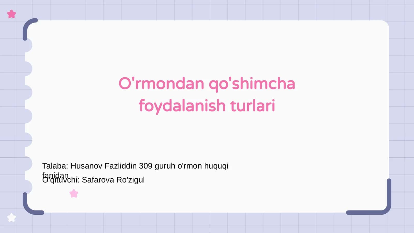 O'rmonlardan foydalanish asoslari 1