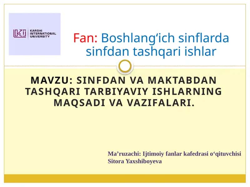 Sinfdan va maktabdan tashqaritarbiyaviy ishlar 1