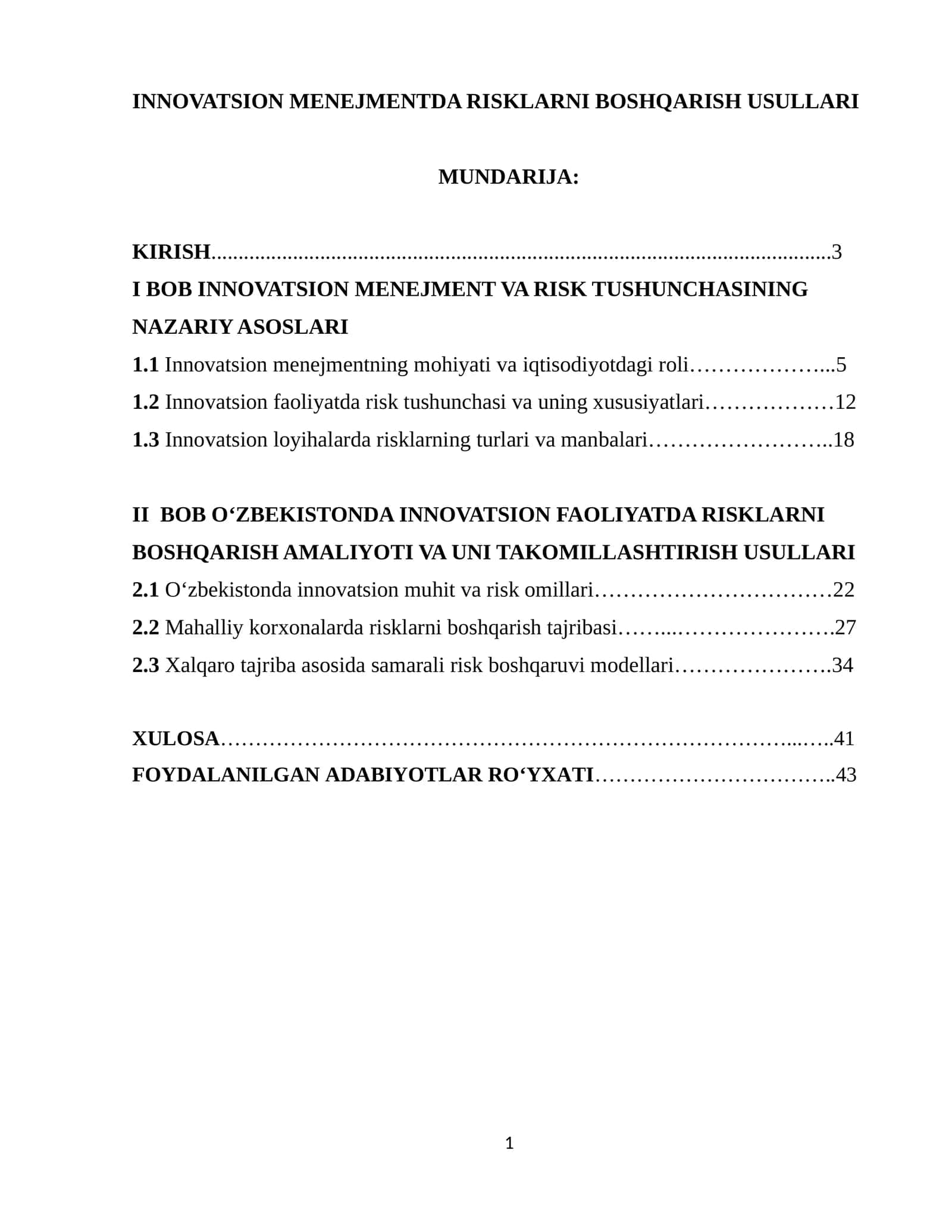 INNOVATSION MENEJMENTDA RISKLARNI BOSHQARISH USULLARI 1