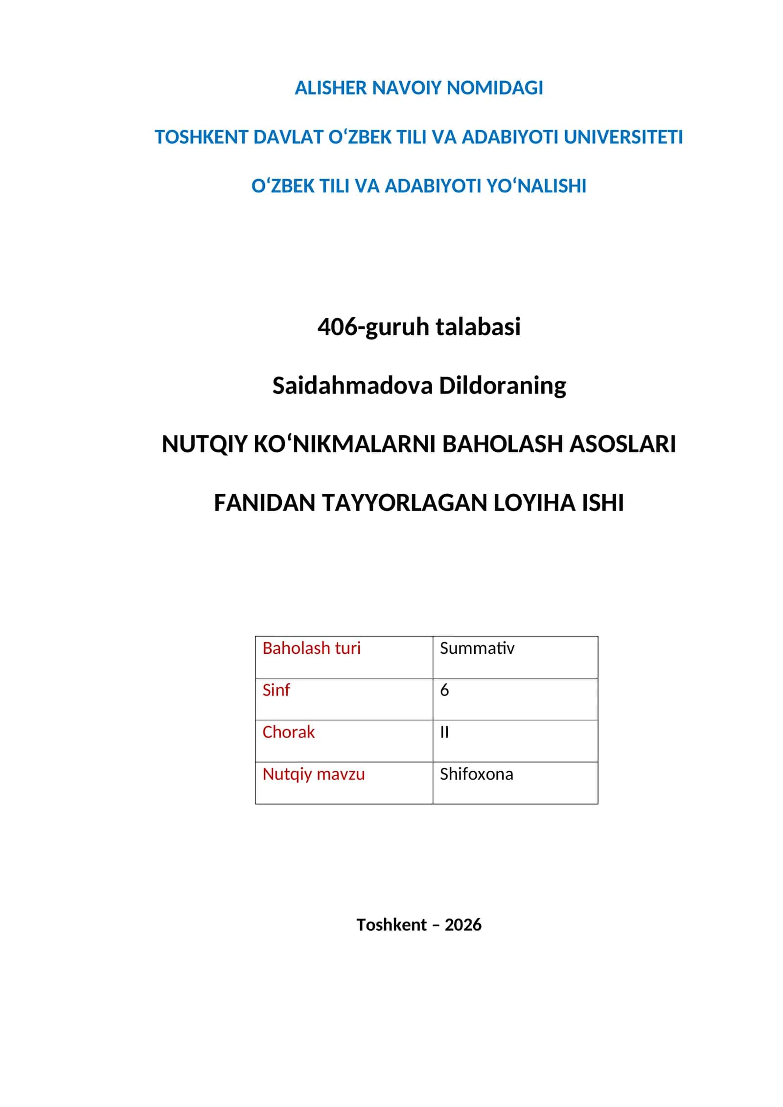 Nutqiy konikmalarni baholash asoslari 1