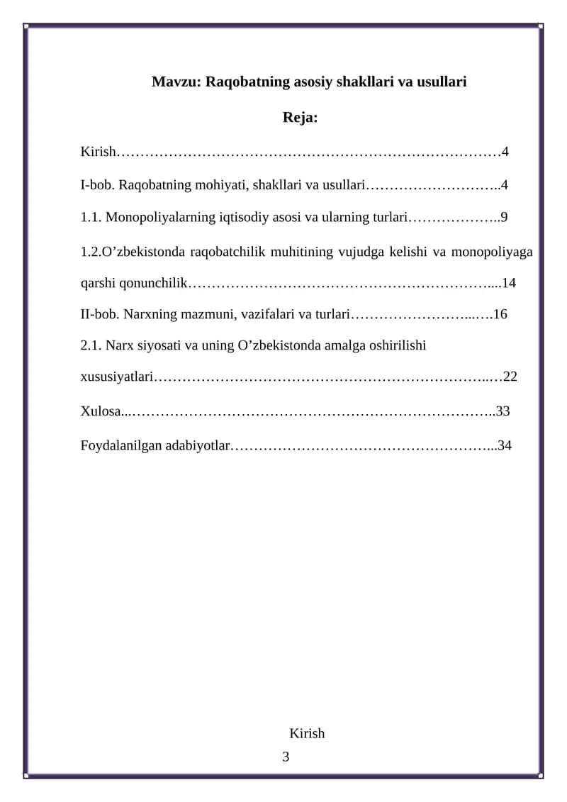 Raqobatning asosiy shakllari va usullari 1
