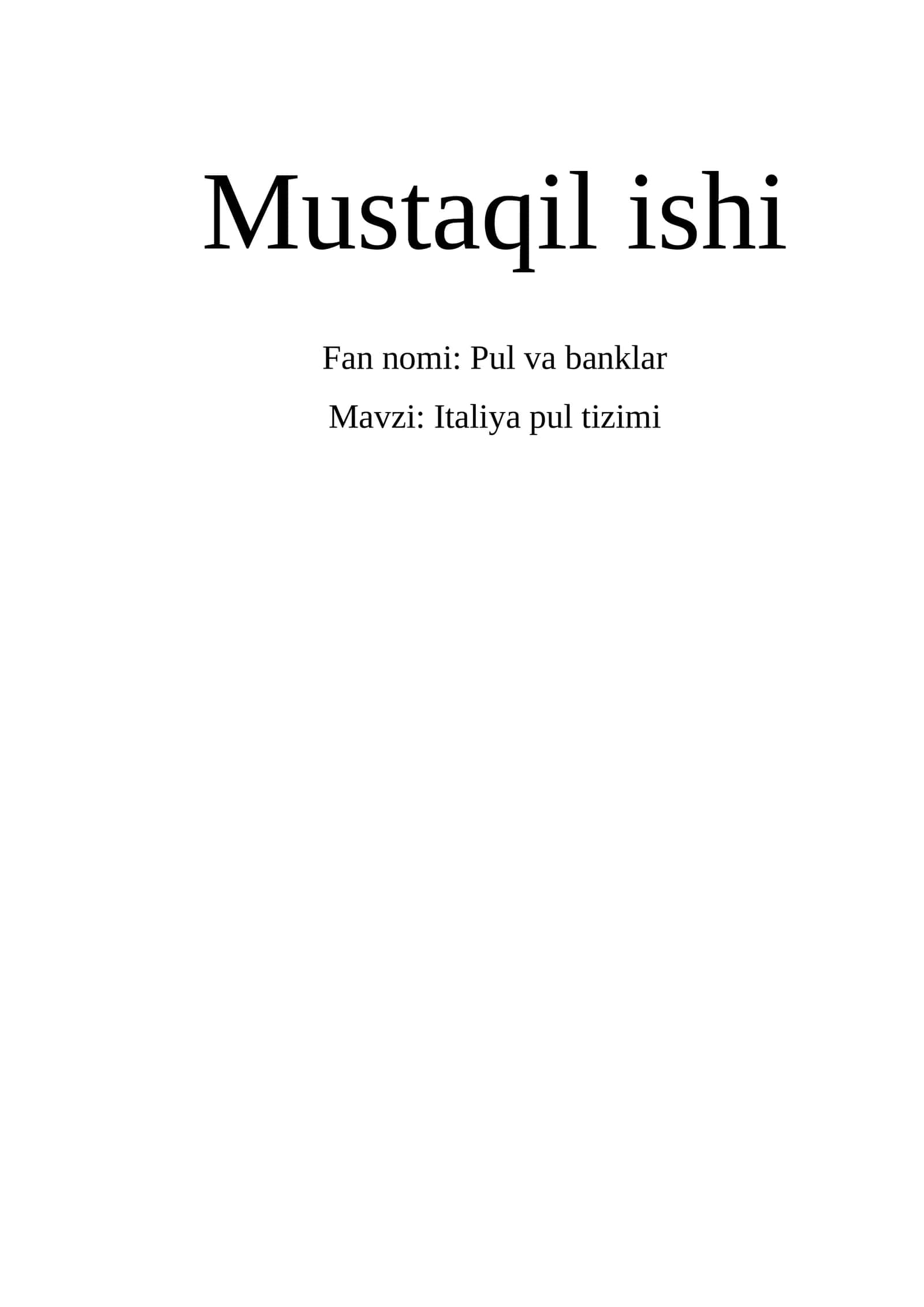 Italiya pul tizimi 1