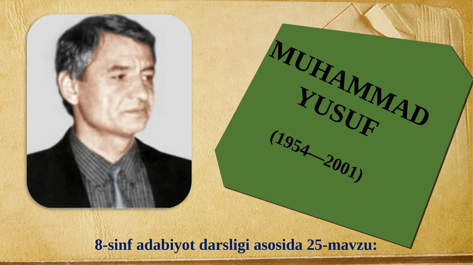 8-sinf Adabiyot fanidan Muhammad Yusuf hayoti va ijodi dars ishlanmasi 1