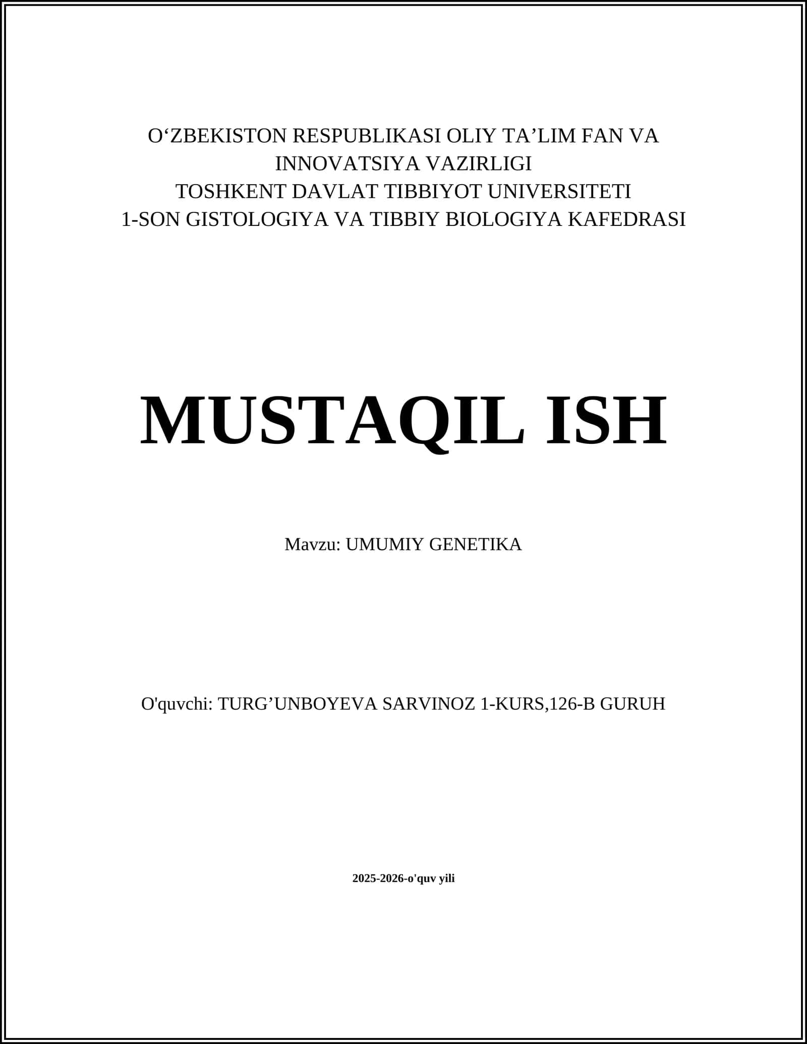 UMUMIY GENETIKA 1