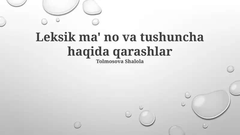 Leksik ma'no va tushuncha haqida qarashlar 1