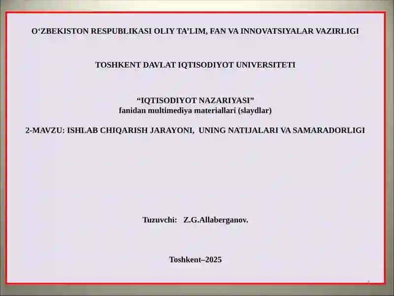 IQTISODIYOT NAZARIYASI