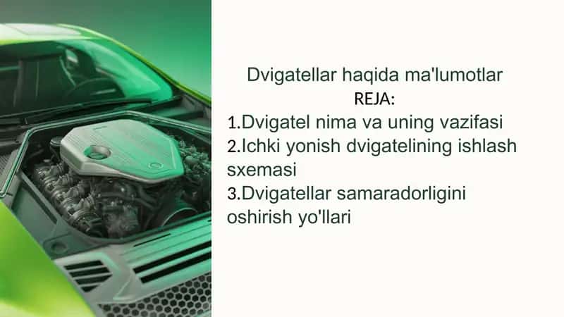 Dvigatellar haqida ma'lumotlar 1