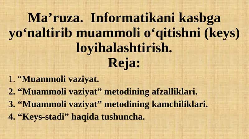 Muammoli vaziyat metodlari 1