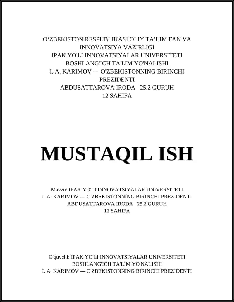 IPAK YO'LI INNOVATSIYALAR UNIVERSITETI 1