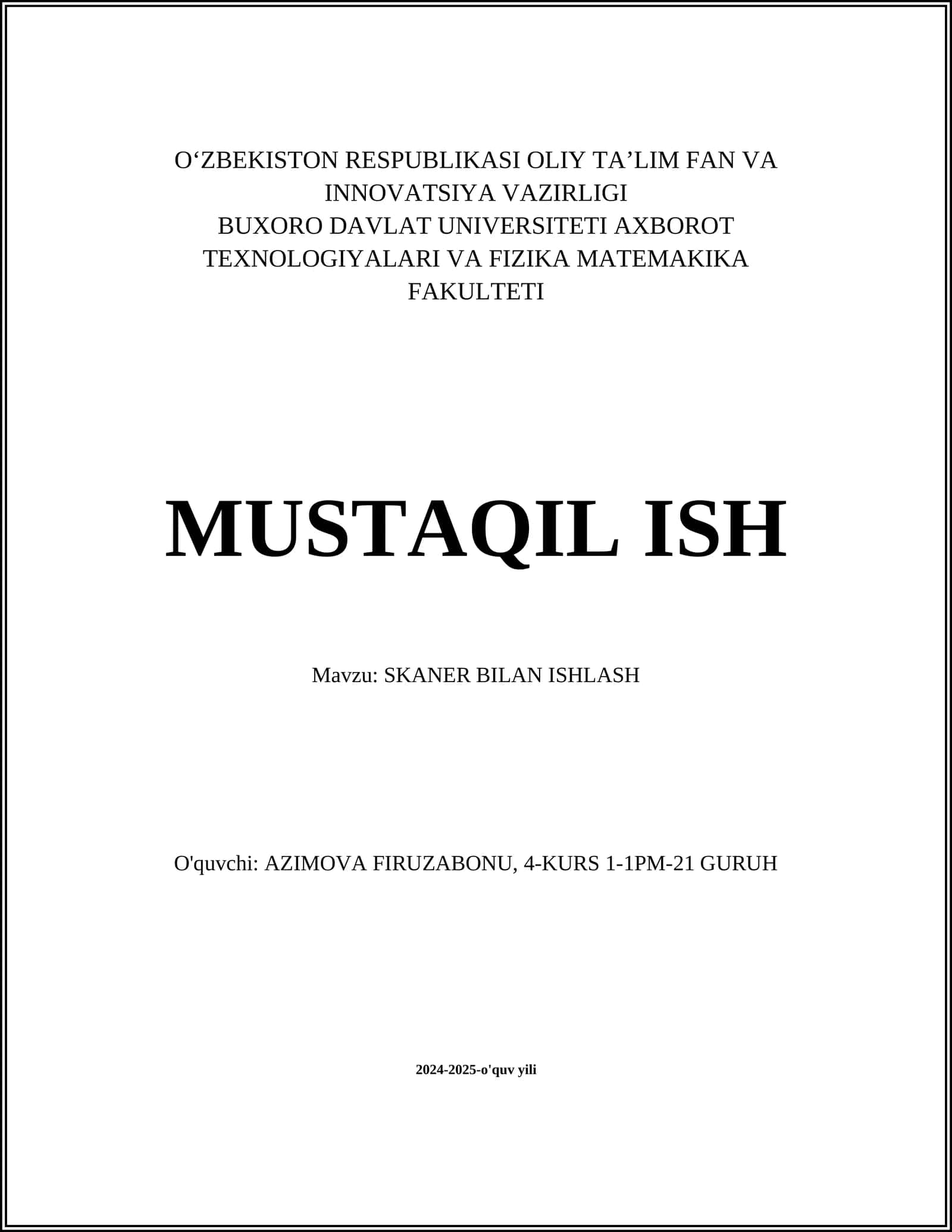 SKANER BILAN ISHLASH 1