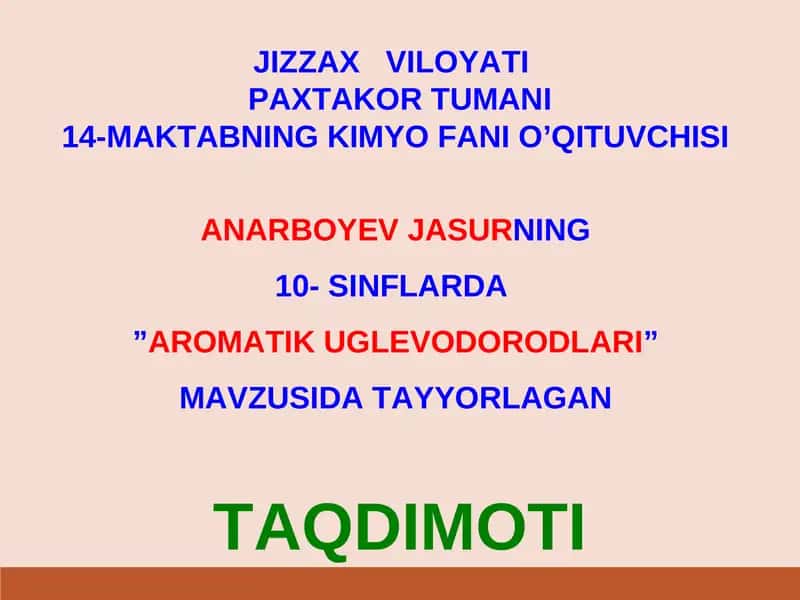 Aromatik uglevodorodlar 1