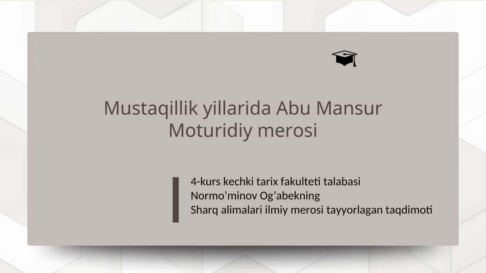Mustaqillik yillarida Abu Mansur Moturidiy merosi 1