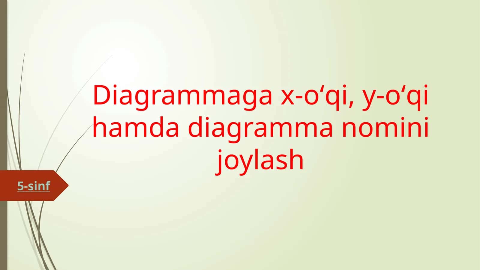 Diagramma gax-oʻqi, y-oʻqi, hamda diagramma nomini joylash 1