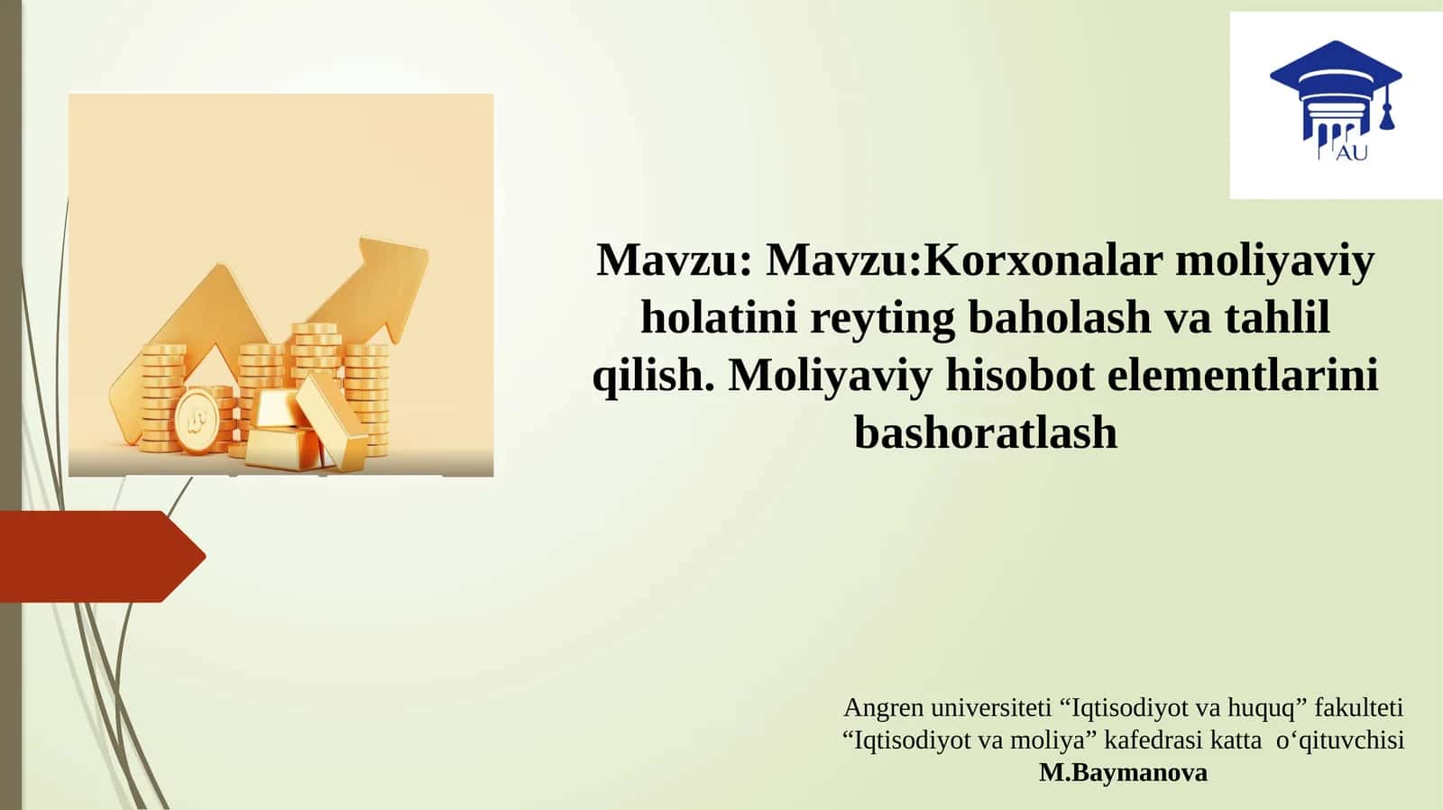 Korxonalar moliyaviy holatini reyting baholash va tahlil qilish 1