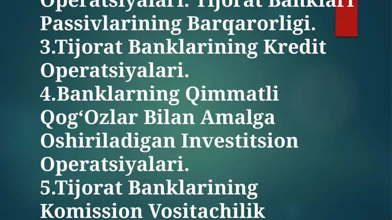 Tijorat Banklarining Operatsiyalari 1