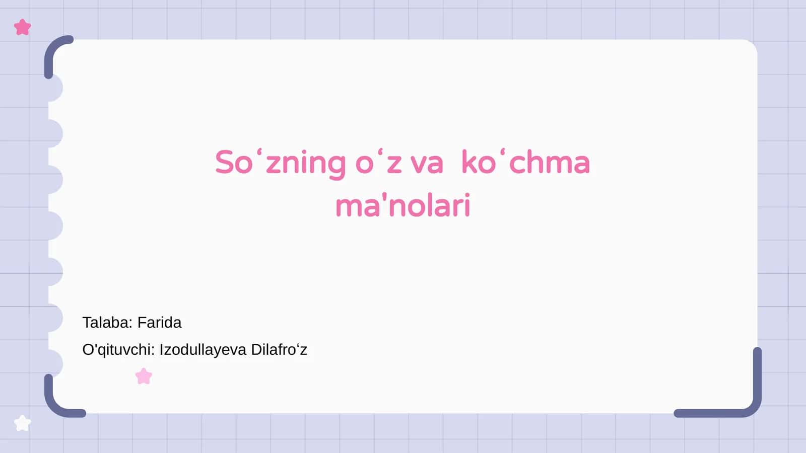 Soʻzning oʻz va koʻchma ma'nolari 1