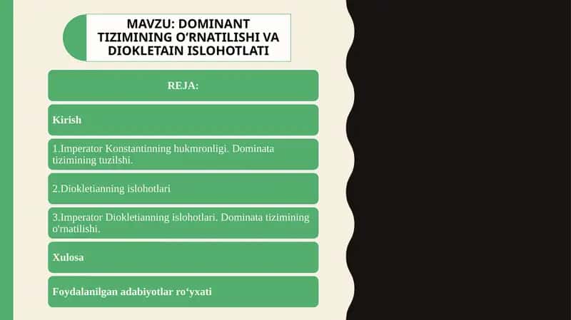 DOMINANT TIZIMINING O‘RNATILISHI VA DIOKLETAIN ISLOHOTLATI 1