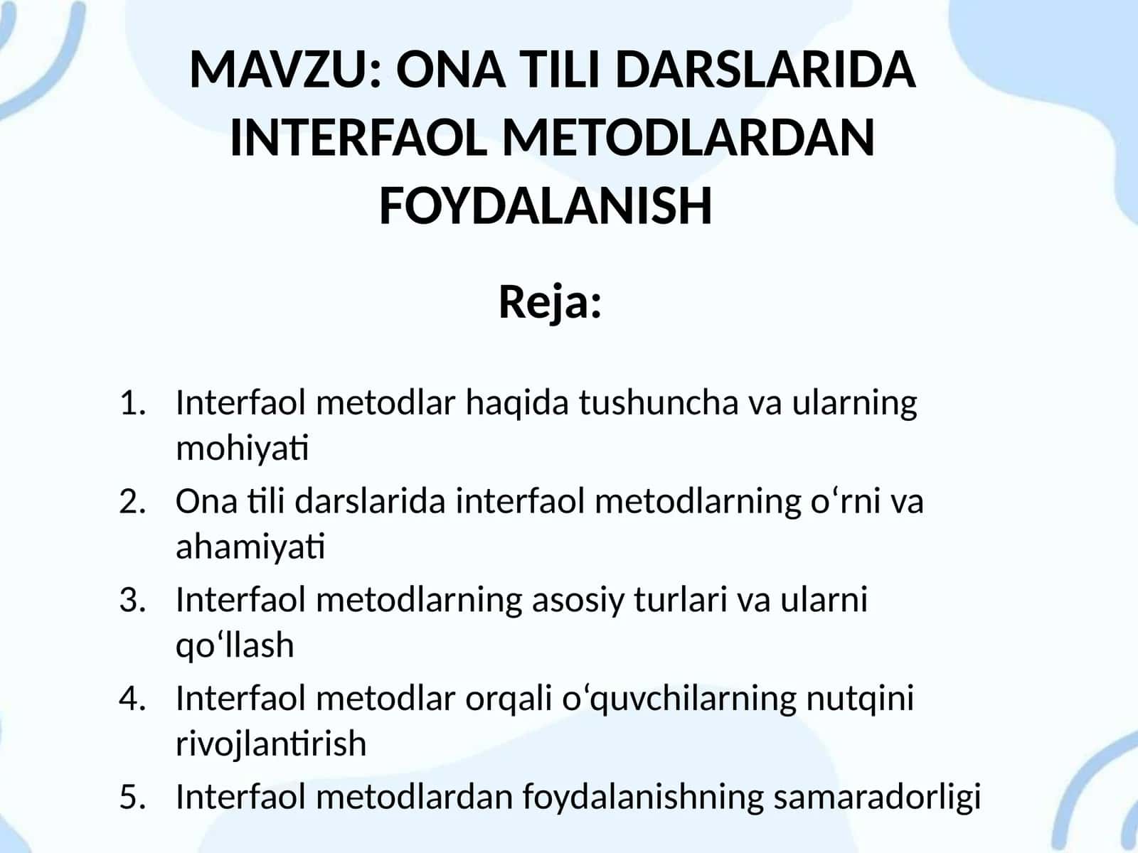 ONA TILI DARSLARIDA INTERFAOL METODLARDAN FOYDALANISH 1