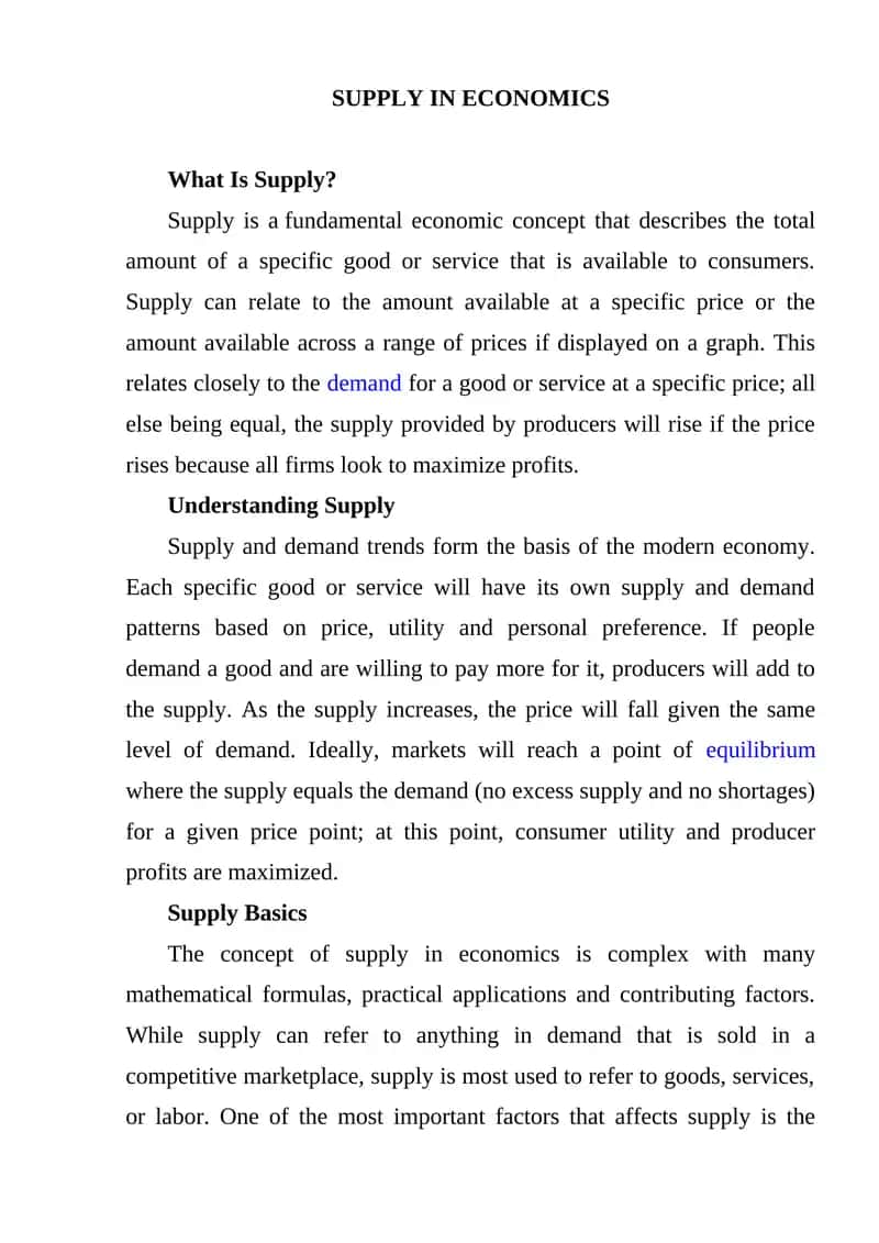 Supply in Economics 1