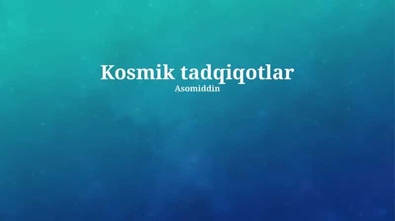 Kosmik Tadqiqotlar 1
