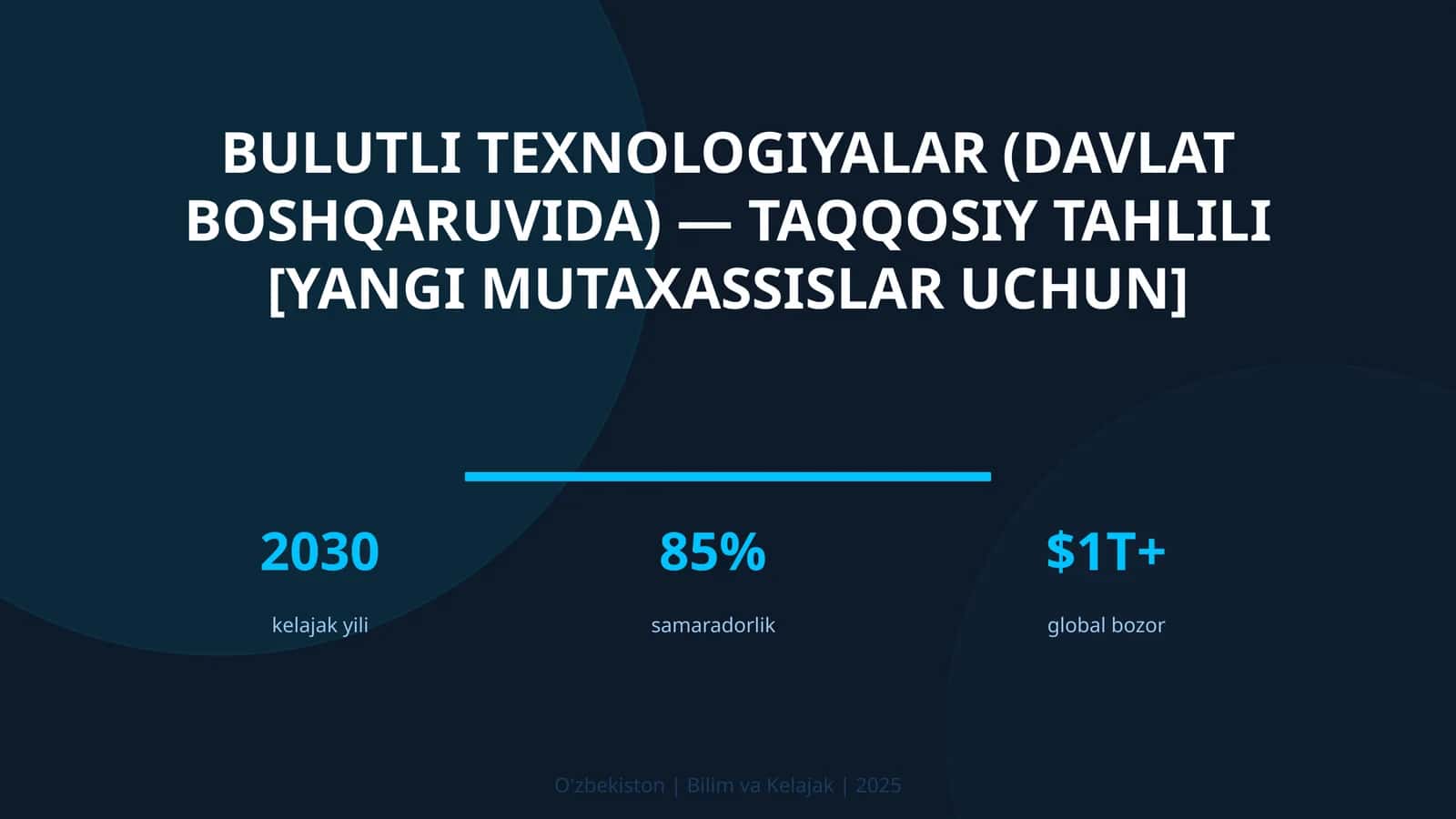 Bulutli texnologiyalar (davlat boshqaruvida) — taqqosiy tahlili [yangi mutaxassislar uchun] 1