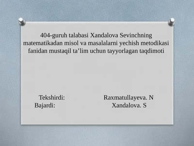 Matematikadan misollar 1